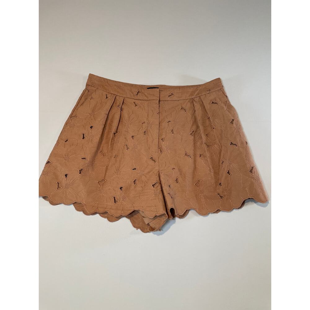 Express Stylist Shorts Tan Floral Embroidered Super High Rise Size 14